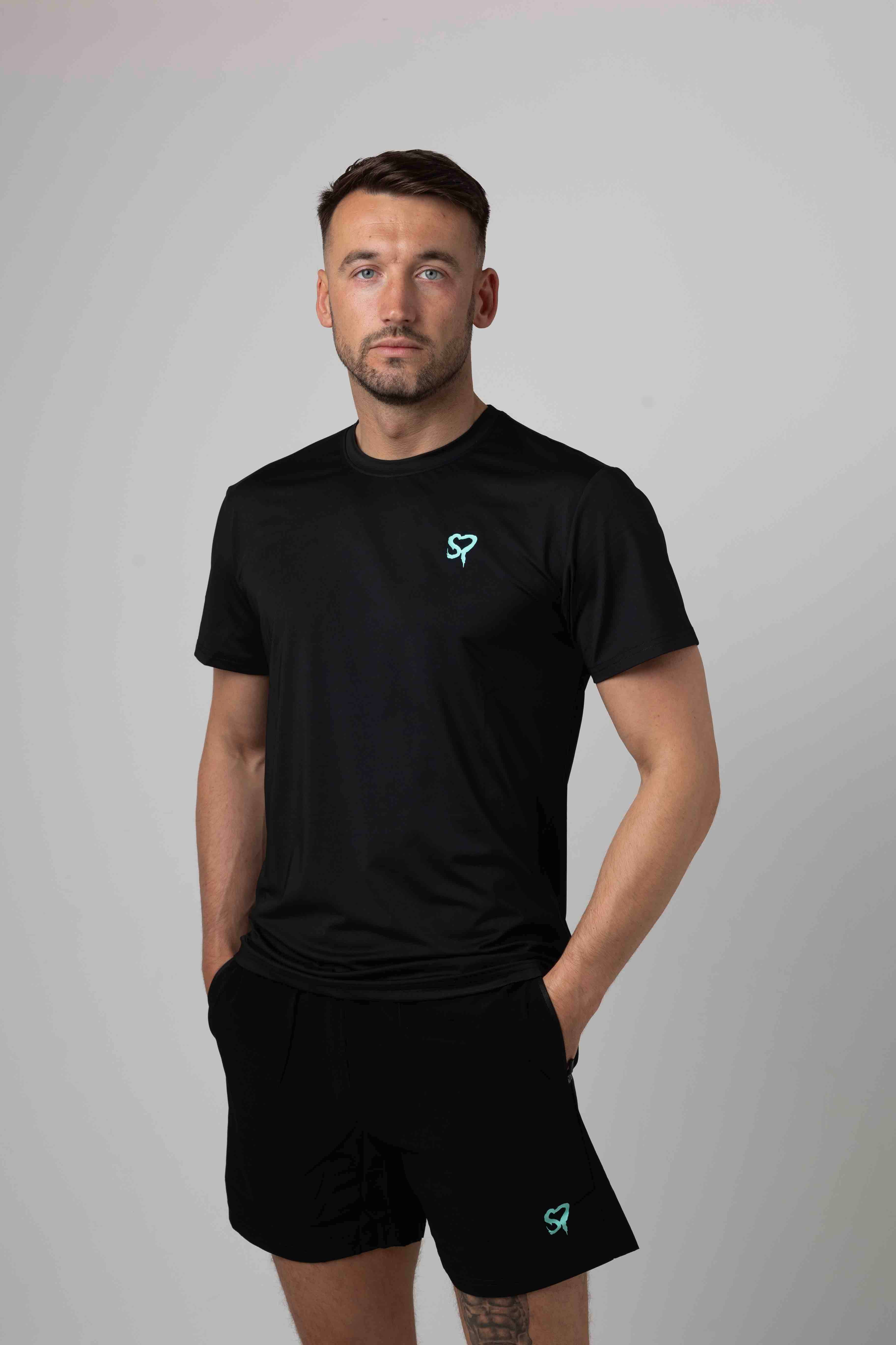 Core T-Shirt Black/Aqua