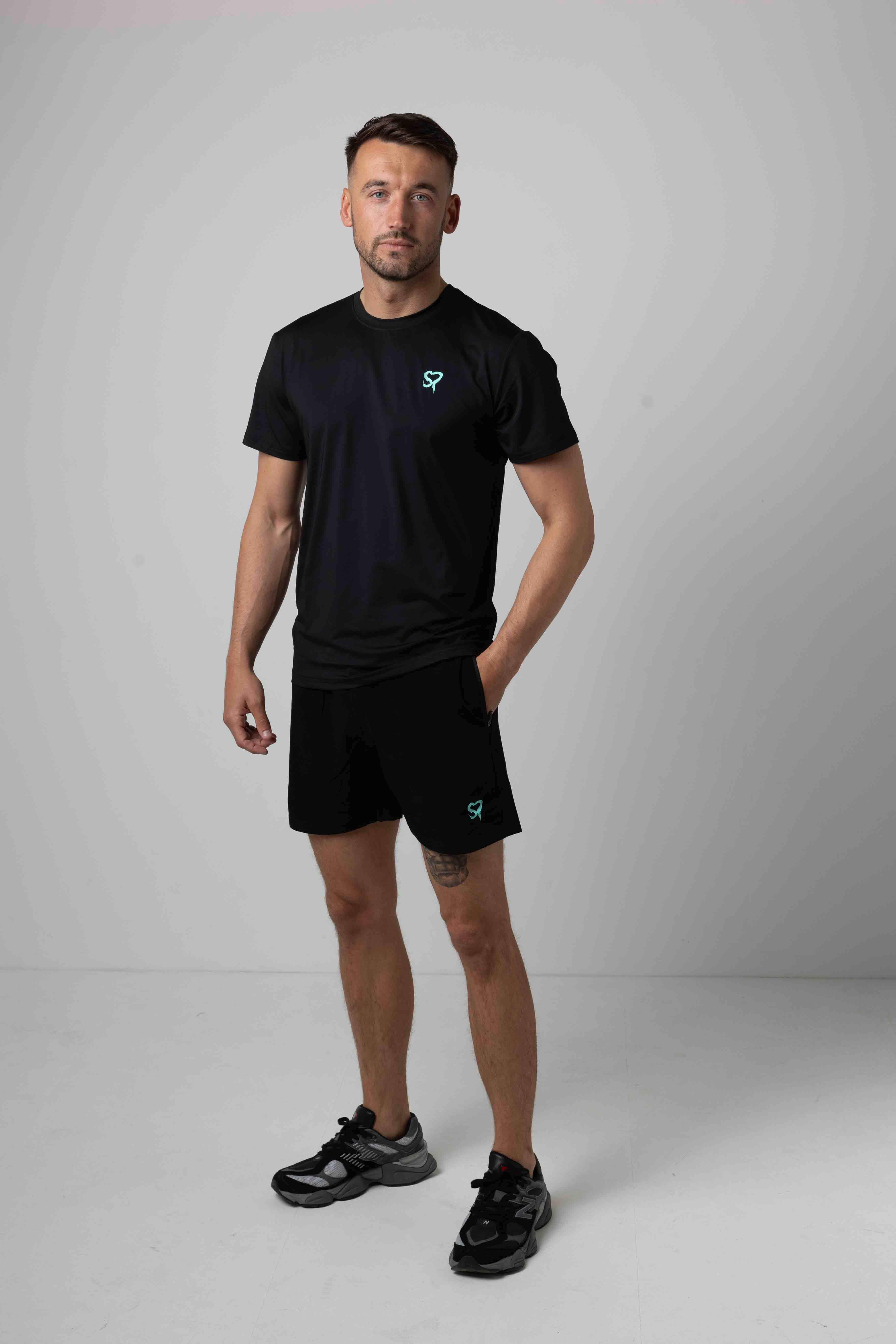 Core T-Shirt Black/Aqua