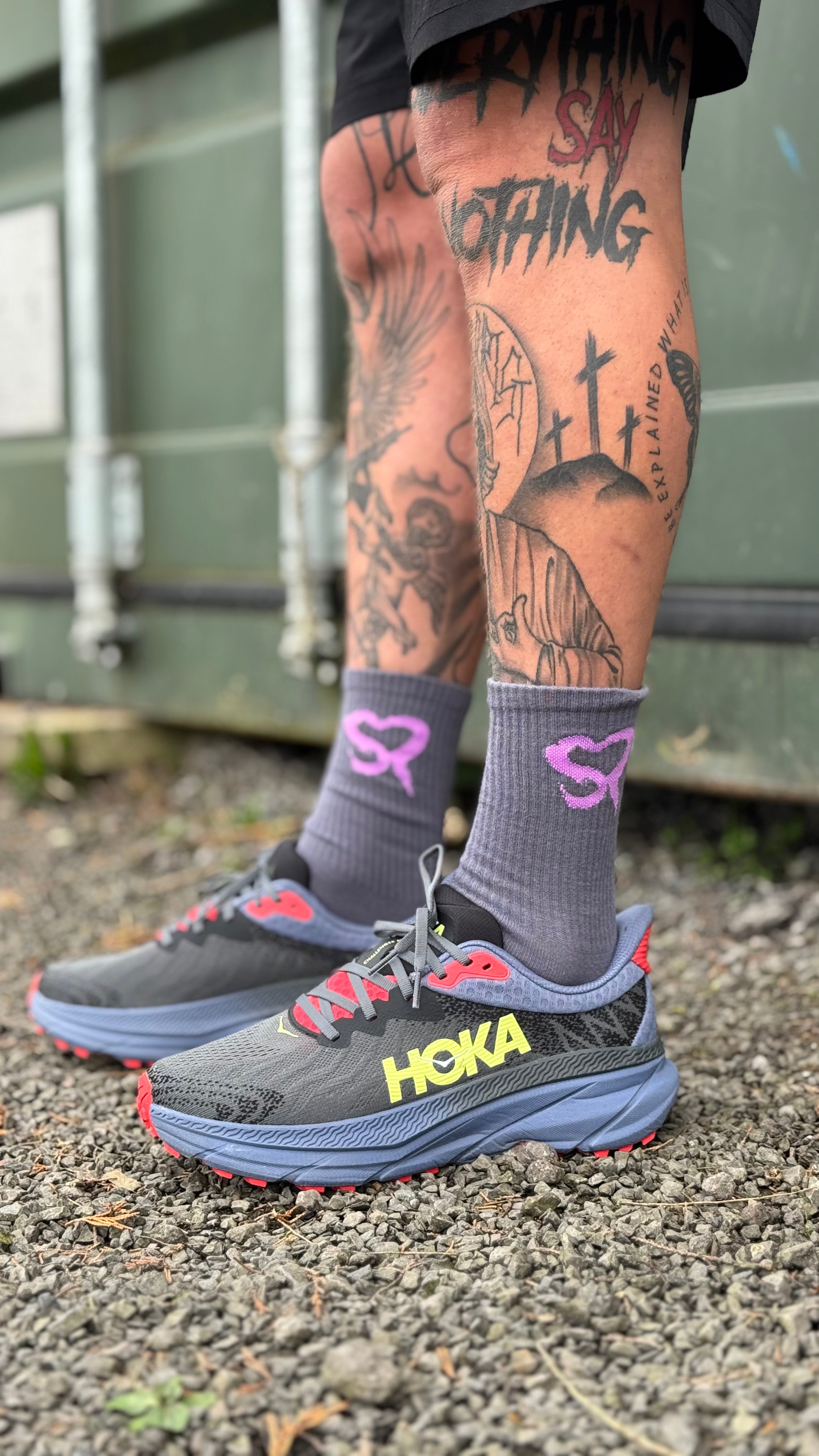 SHADOW PERFORMANCE SOCKS - GREY AND INDIGO